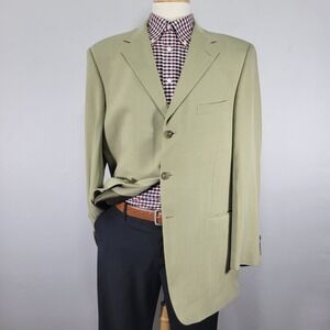 Island Pacific Mens Sport Coat Blazer Three Button Beige Herringbone SILK Sz 44L